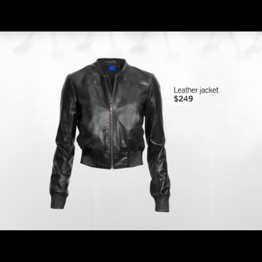Jimmy Choo x H&M black leather bomber jacket sz 2